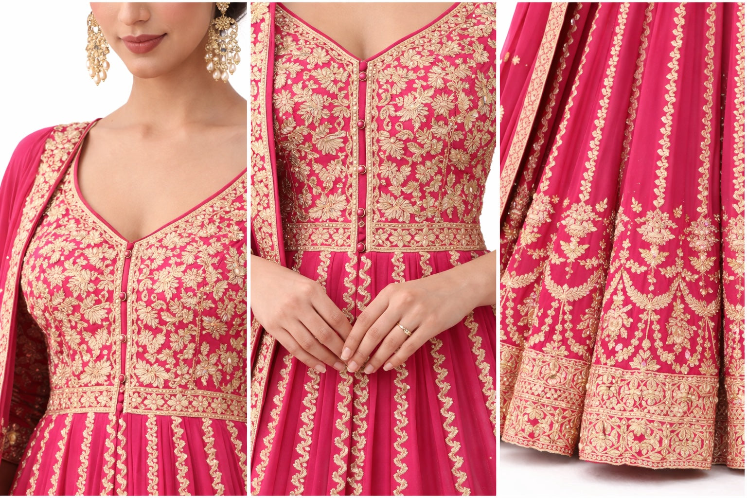 Gulnaar Pink Embroidered Anarkali Set