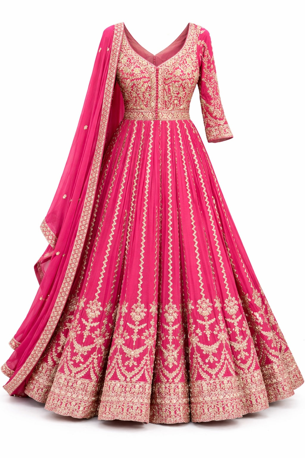 Gulnaar Pink Embroidered Anarkali Set