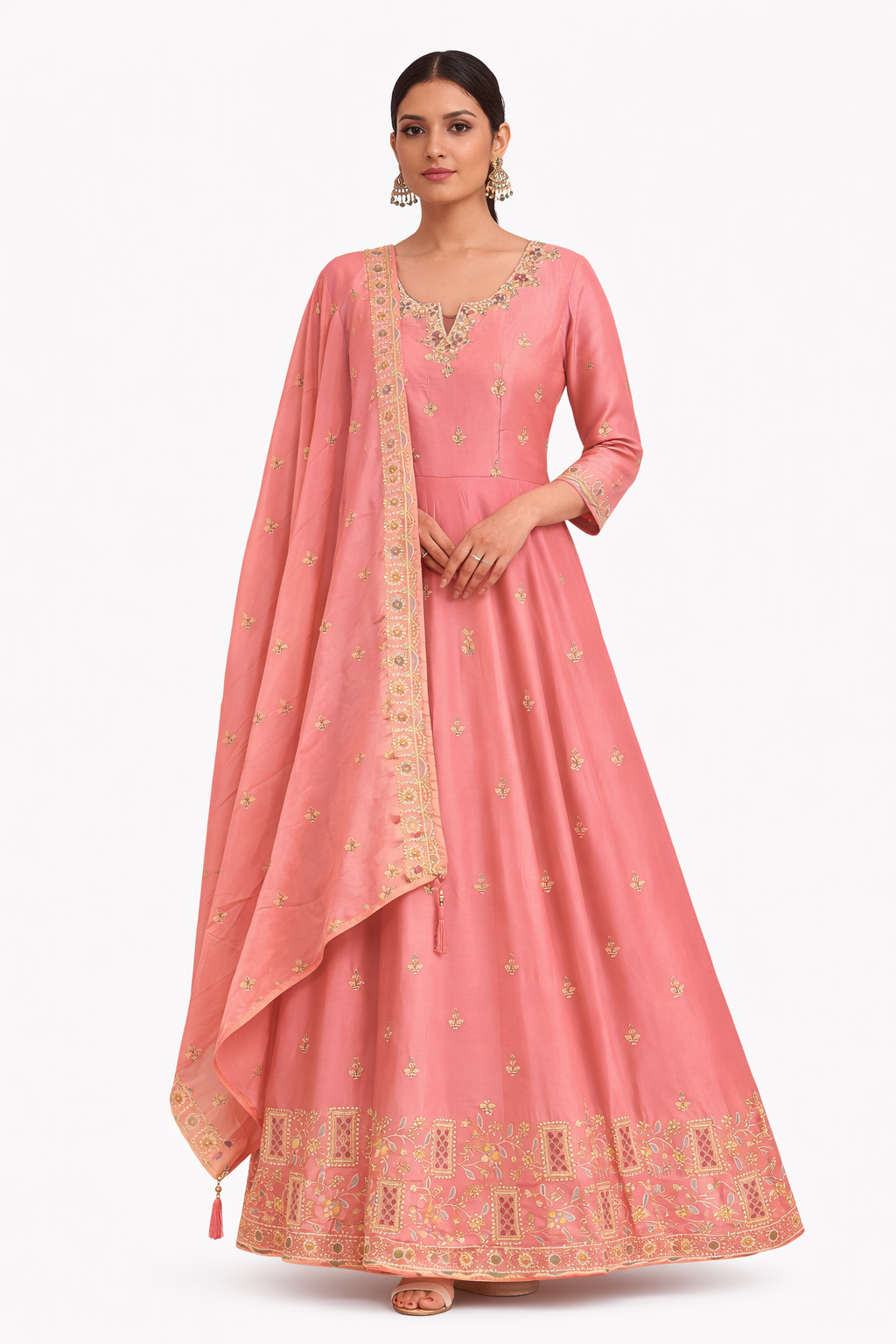 Blush Rose Embroidered Anarkali Set
