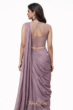 Dusty mauve corset blouse, sheer back detail – Khush Mizaj