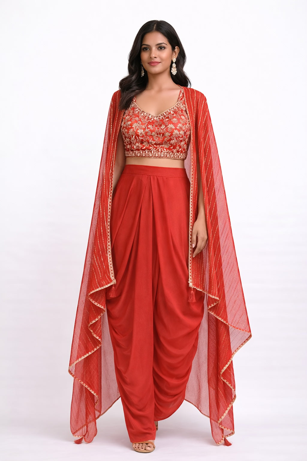 Embroidered Dhoti Skirt Set