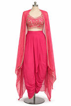 Embroidered dhoti skirt set on mannequin – Khush Mizaj