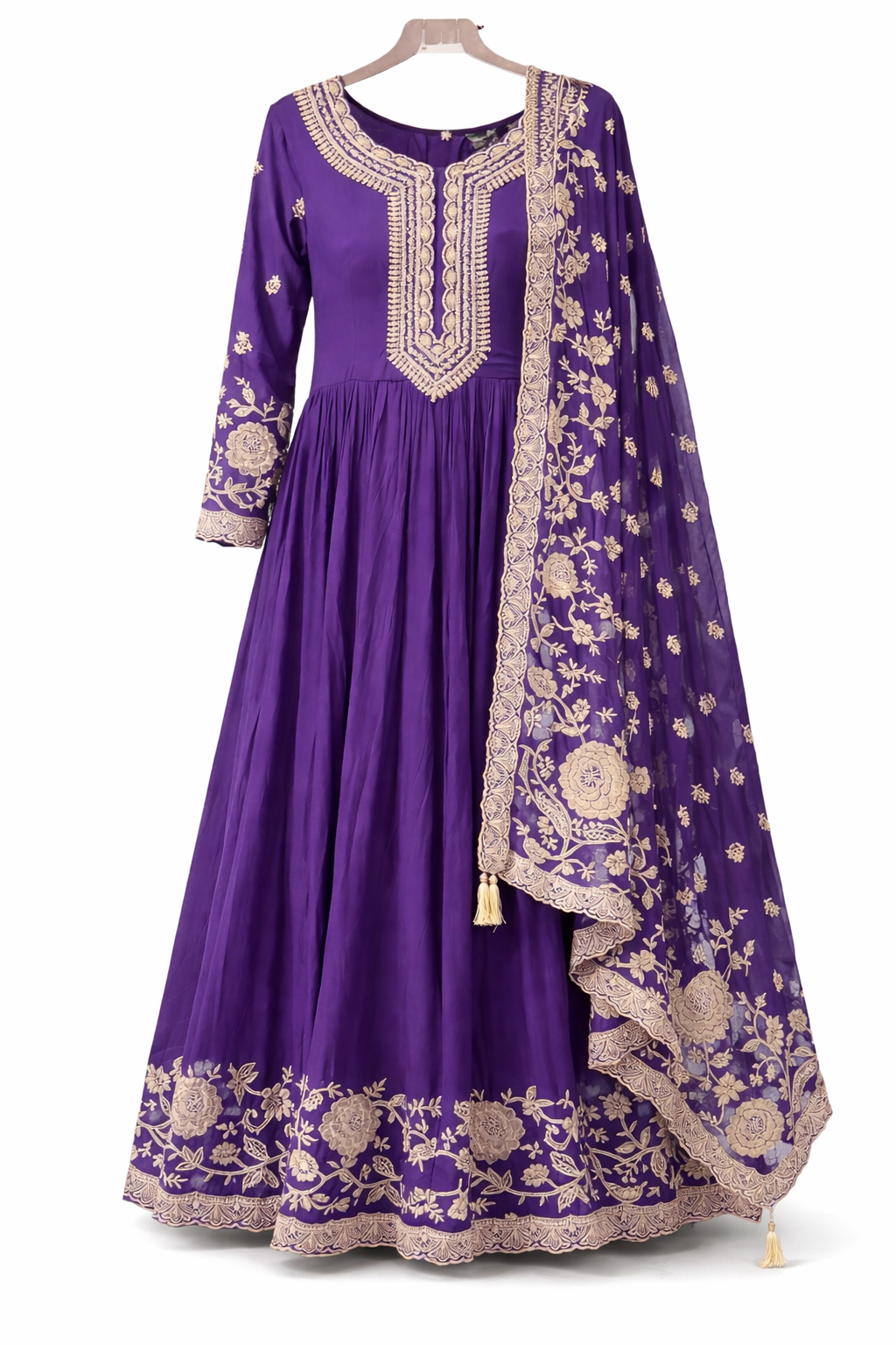 Royal Purple Embroidered Anarkali Set