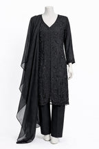 Midnight Noir black embroidered 3-piece suit set – Khush Mizaj