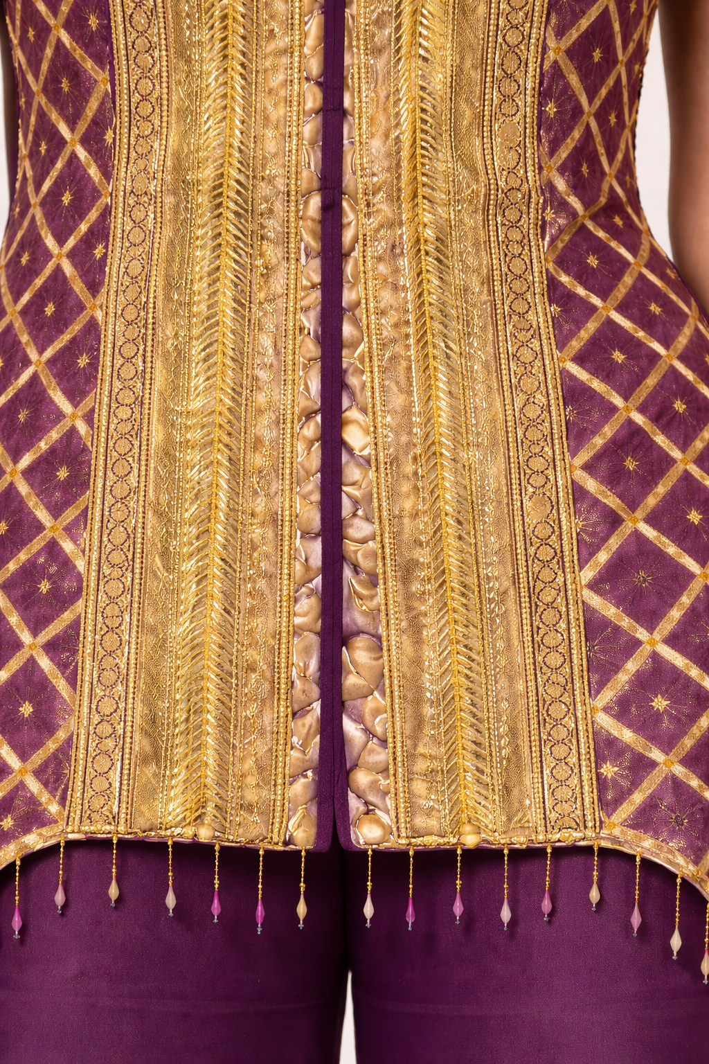 Royal Plum & Gold Embellished Sharara Set
