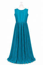 Ocean Blue Embellished Anarkali Gown – Women’s Sleeveless Party Wear Maxi Dress