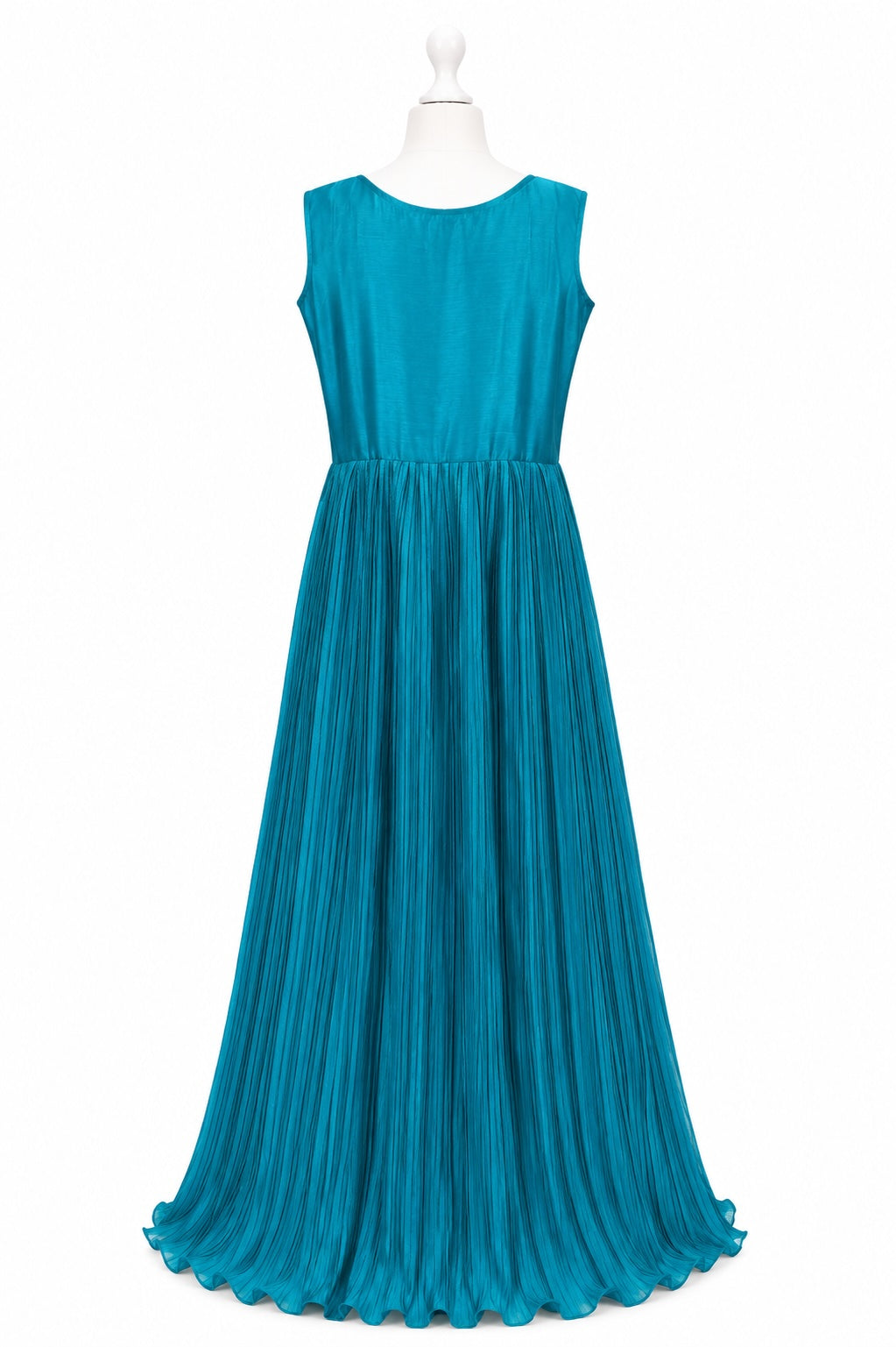 Ocean Blue Embellished Anarkali Gown – Women’s Sleeveless Party Wear Maxi Dress
