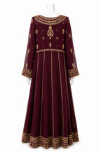 Royal Plum Anarkali Gown with Dupatta | Embroidered Floor-Length Pakistani Dress