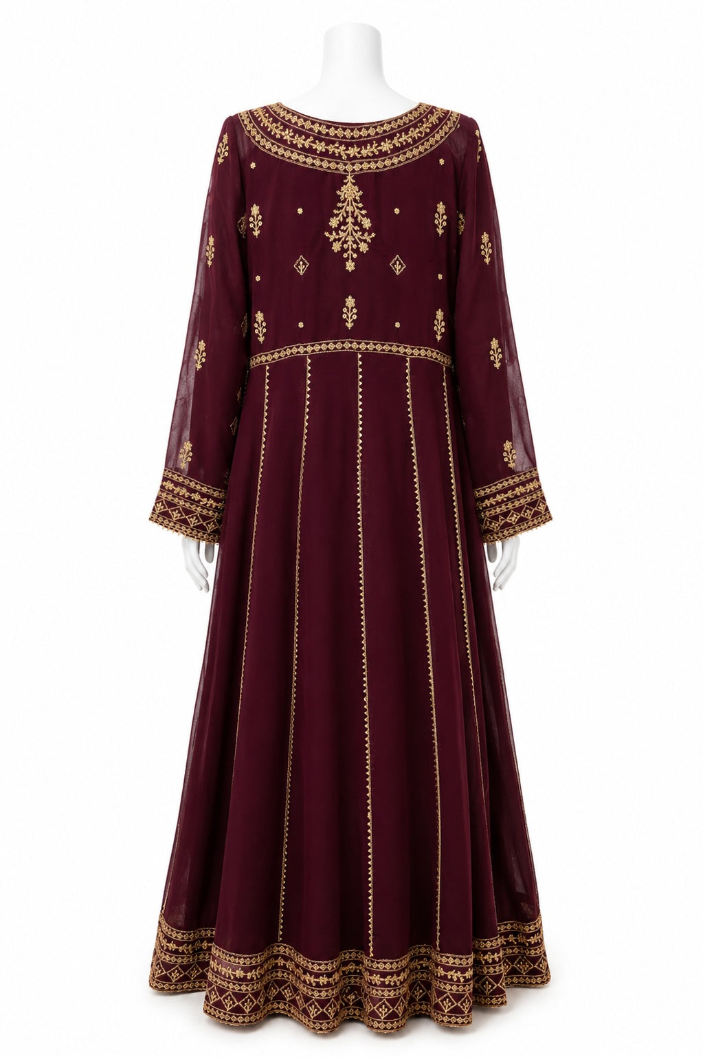 Royal Plum Anarkali Gown with Dupatta | Embroidered Floor-Length Pakistani Dress