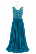 Ocean Blue Embellished Anarkali Gown – Women’s Sleeveless Party Wear Maxi Dress