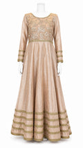 Champagne Gold Floor-Length Anarkali Gown | Designer Wedding & Reception Dress