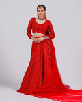 Scarlet Red Embellished Bridal Lehenga Set