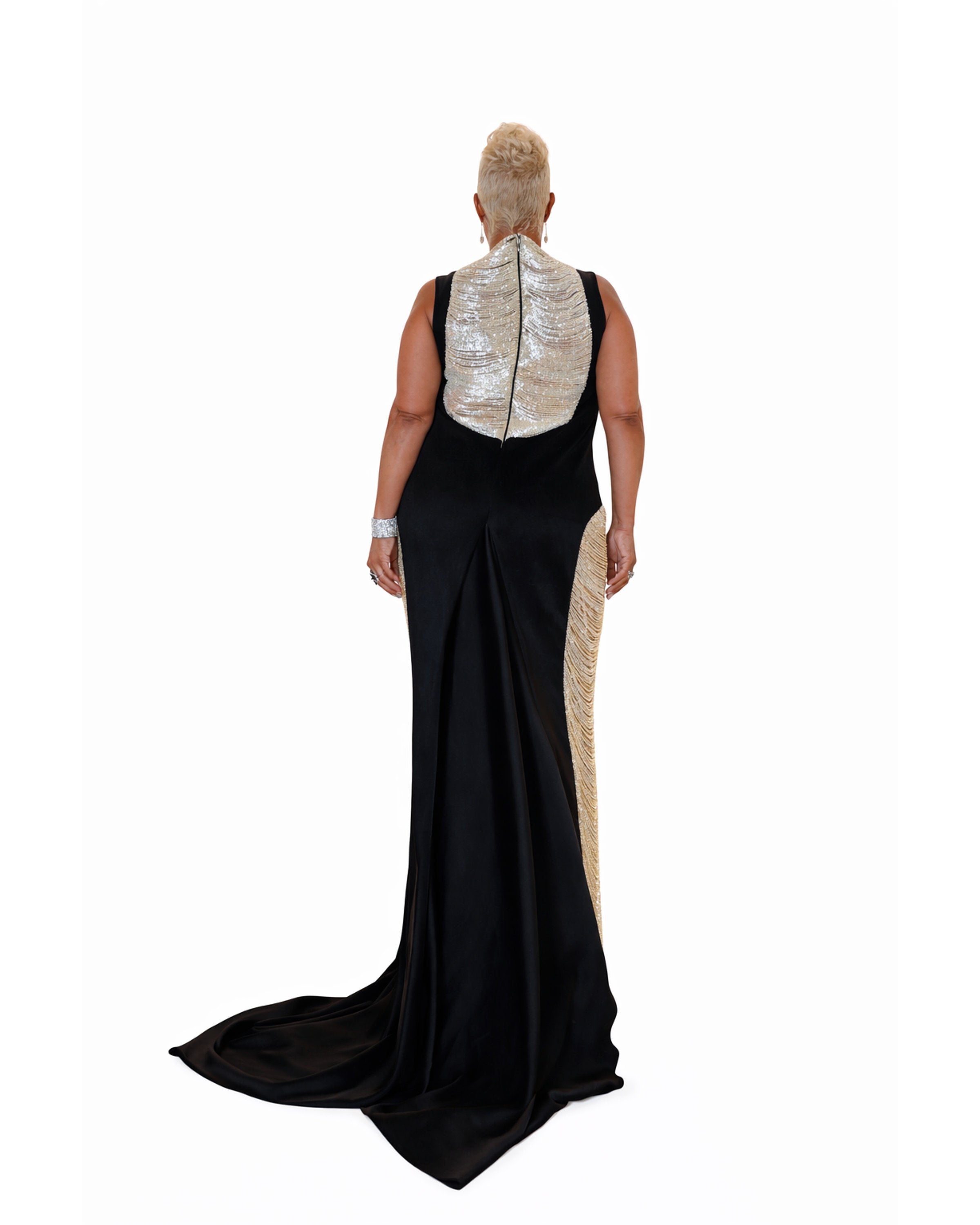 Khush Mizaj Noir Cascade Embellished Evening Gown