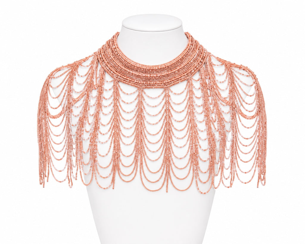 Rose Blush Indo-Western Dhoti Set with Beaded Neckpiece | Designer Fusion Wear