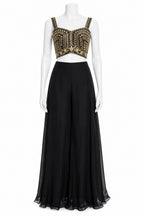 Black Indo-Western Palazzo Set with Embroidered Cape | Designer Fusion Wear