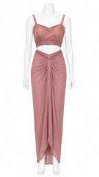 Rose Blush Indo-Western Dhoti Set with Beaded Neckpiece | Designer Fusion Wear