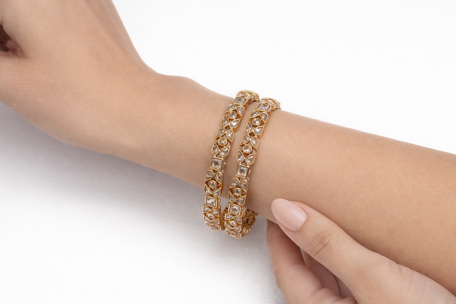 Royal Kundan Floral Bangles Set