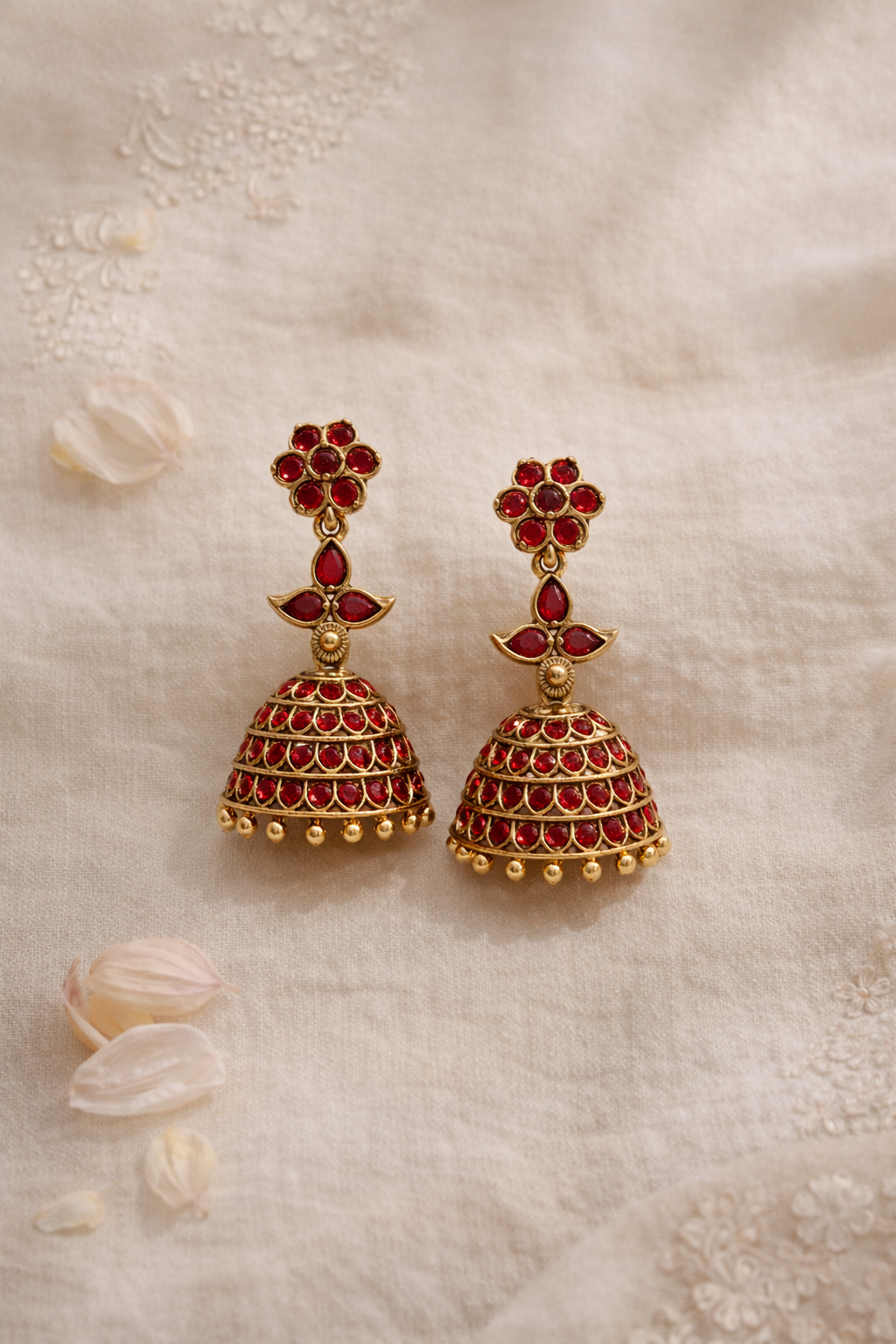 Ruby Kundan Jhumka Earrings