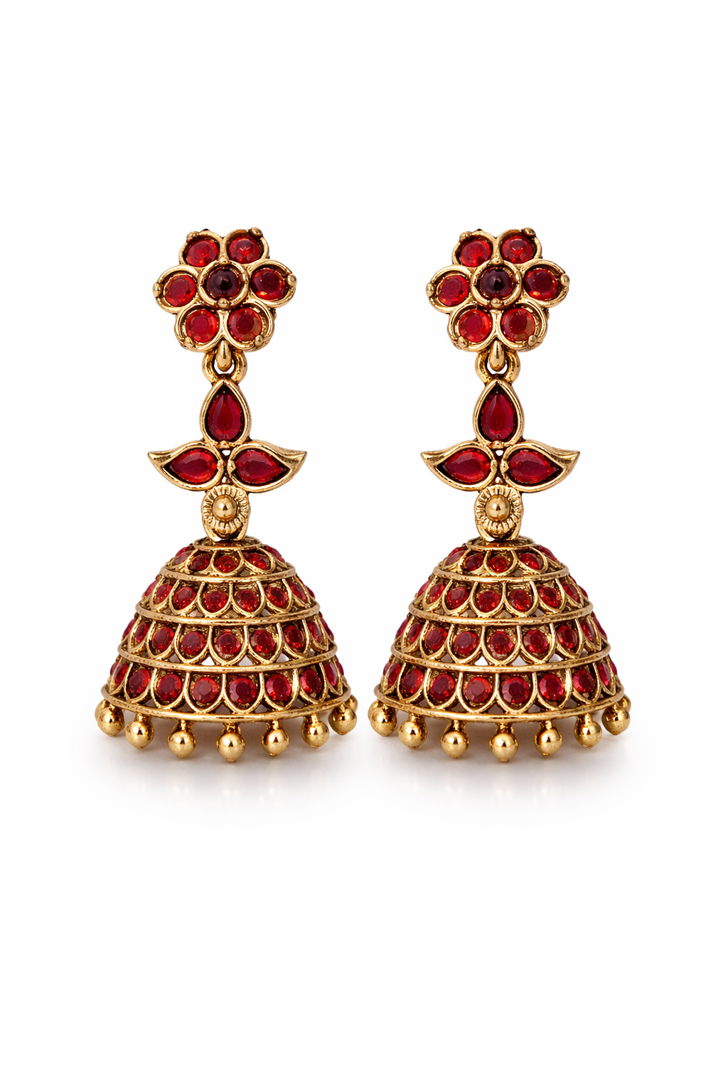 Ruby Kundan Jhumka Earrings