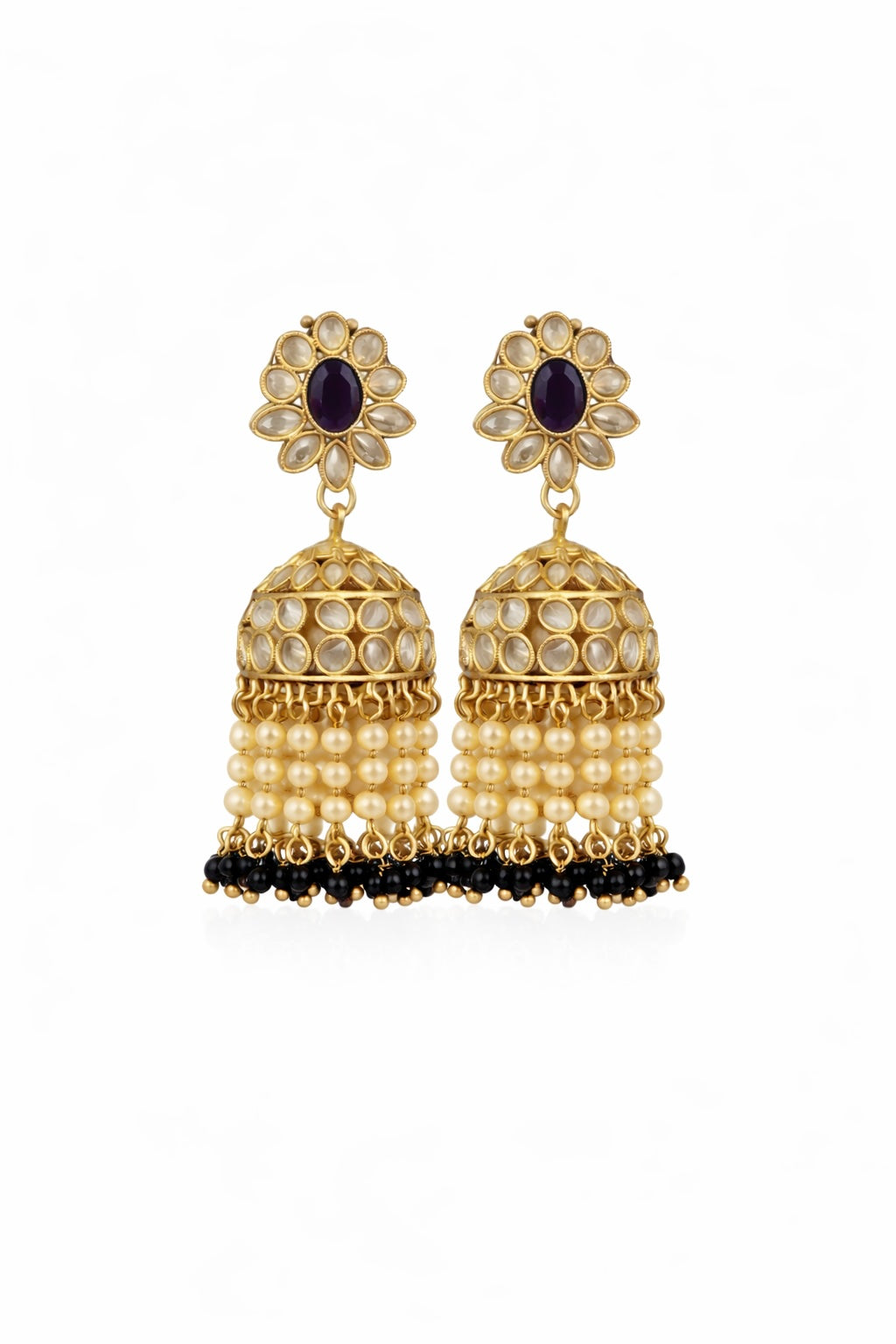 Kundan Pearl Jhumka Earrings