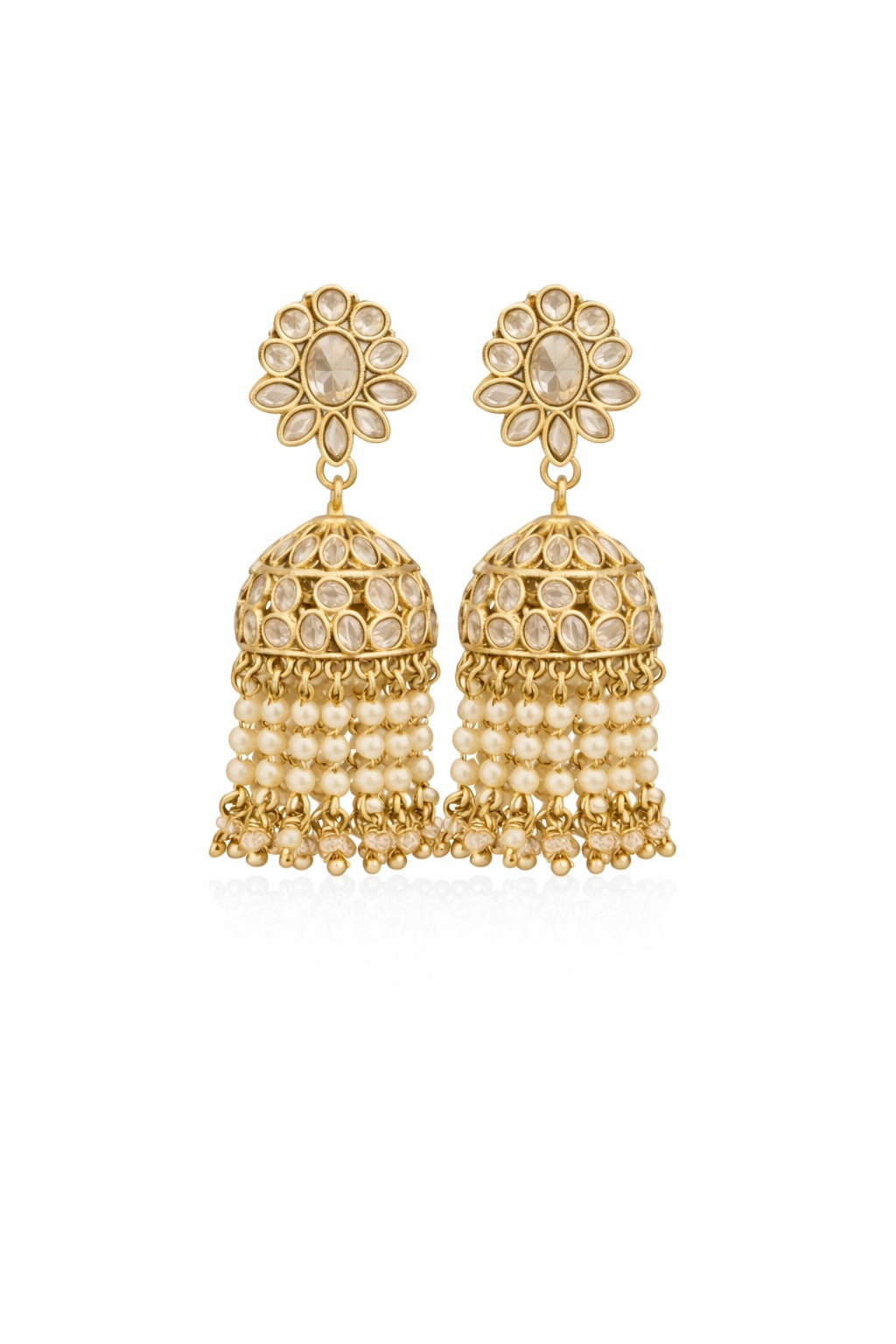 Kundan Pearl Jhumka Earrings