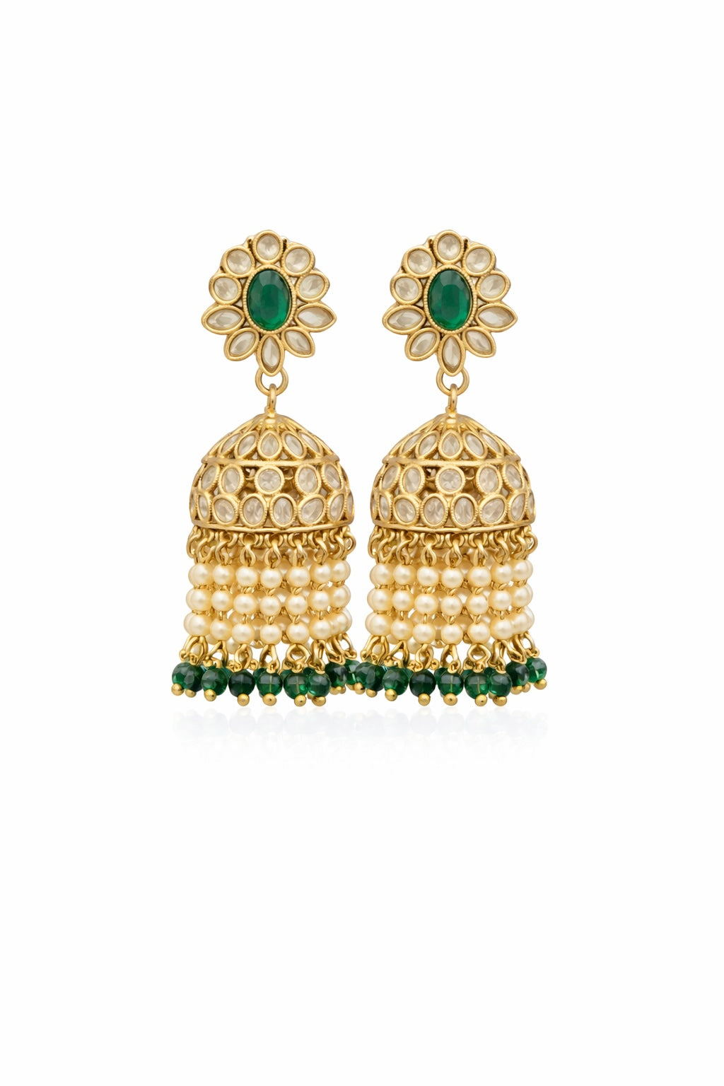 Kundan Pearl Jhumka Earrings
