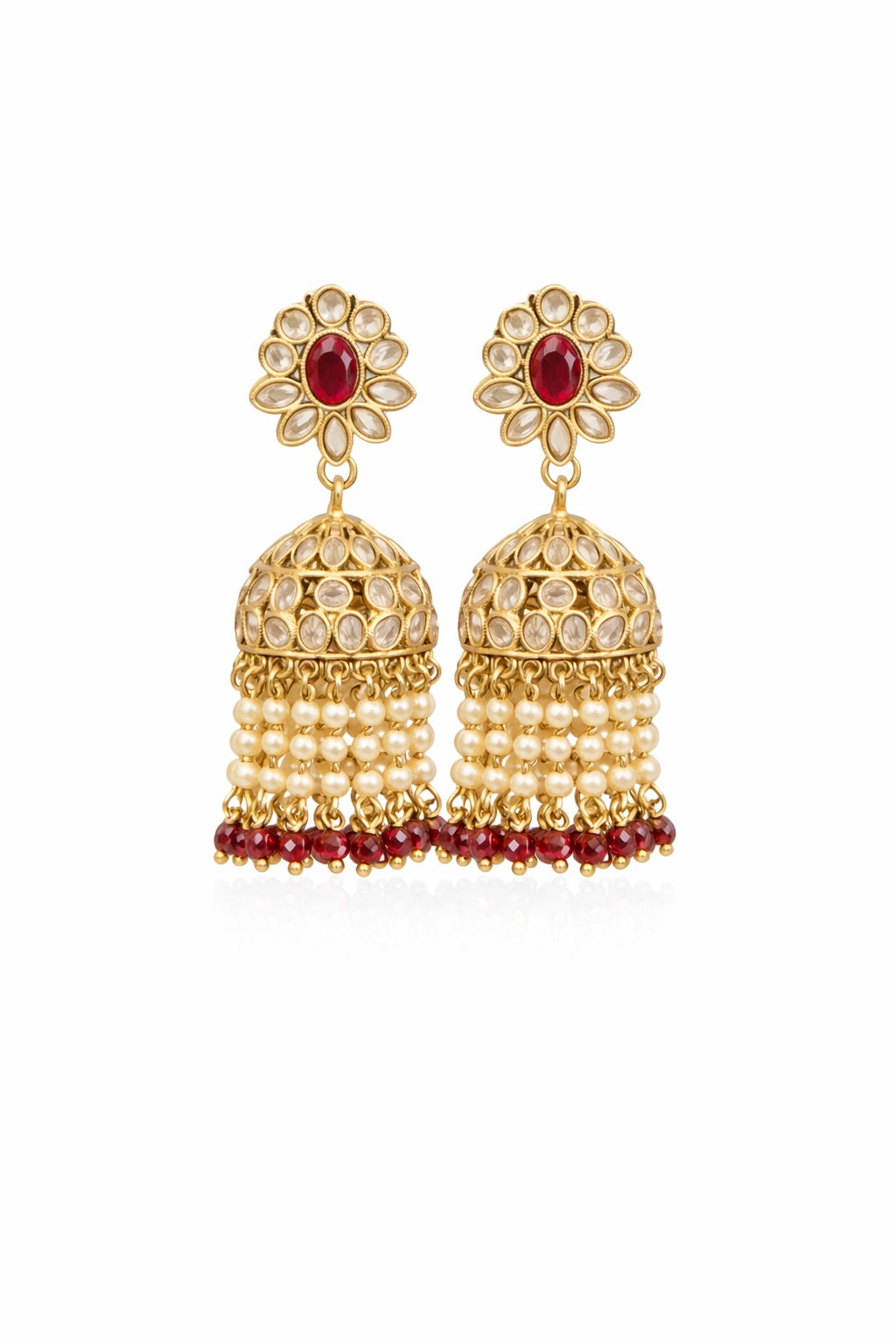 Kundan Pearl Jhumka Earrings