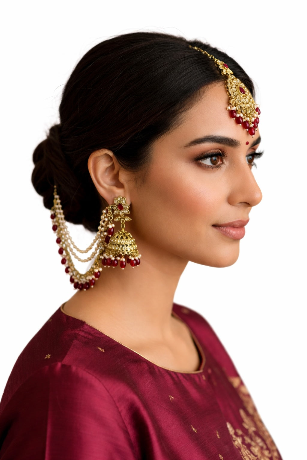 Noor Jhumka, Saharay & Maang Tikka Set