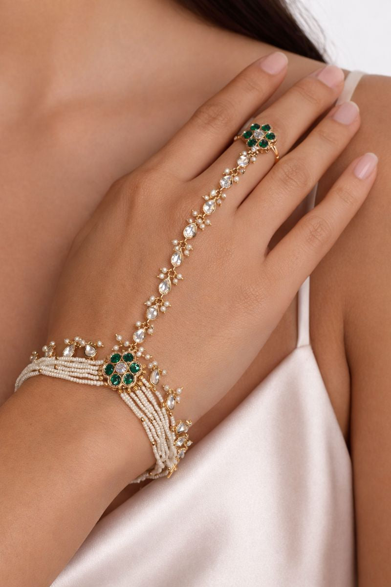 Emerald Noor Hand Harness Bracelet (Haath Phool)
