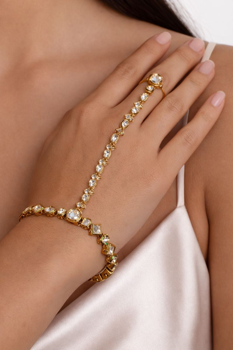 Noor Kundan Hand Harness Bracelet (Haath Phool)