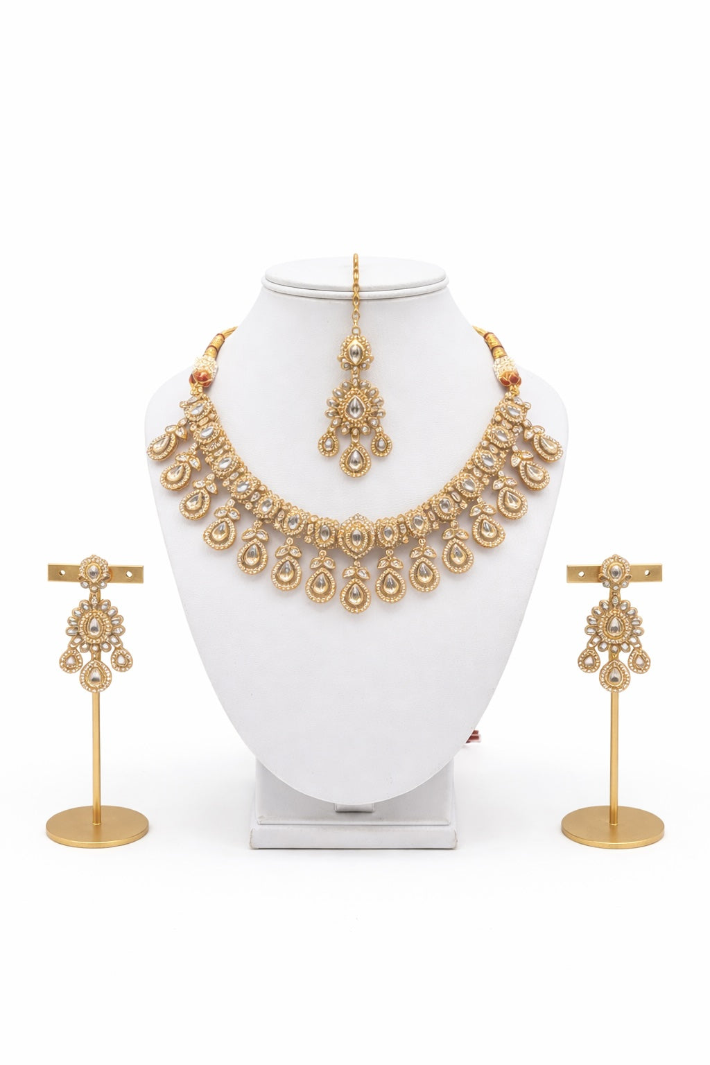 Classic Kundan Necklace Set with Earrings & Teeka