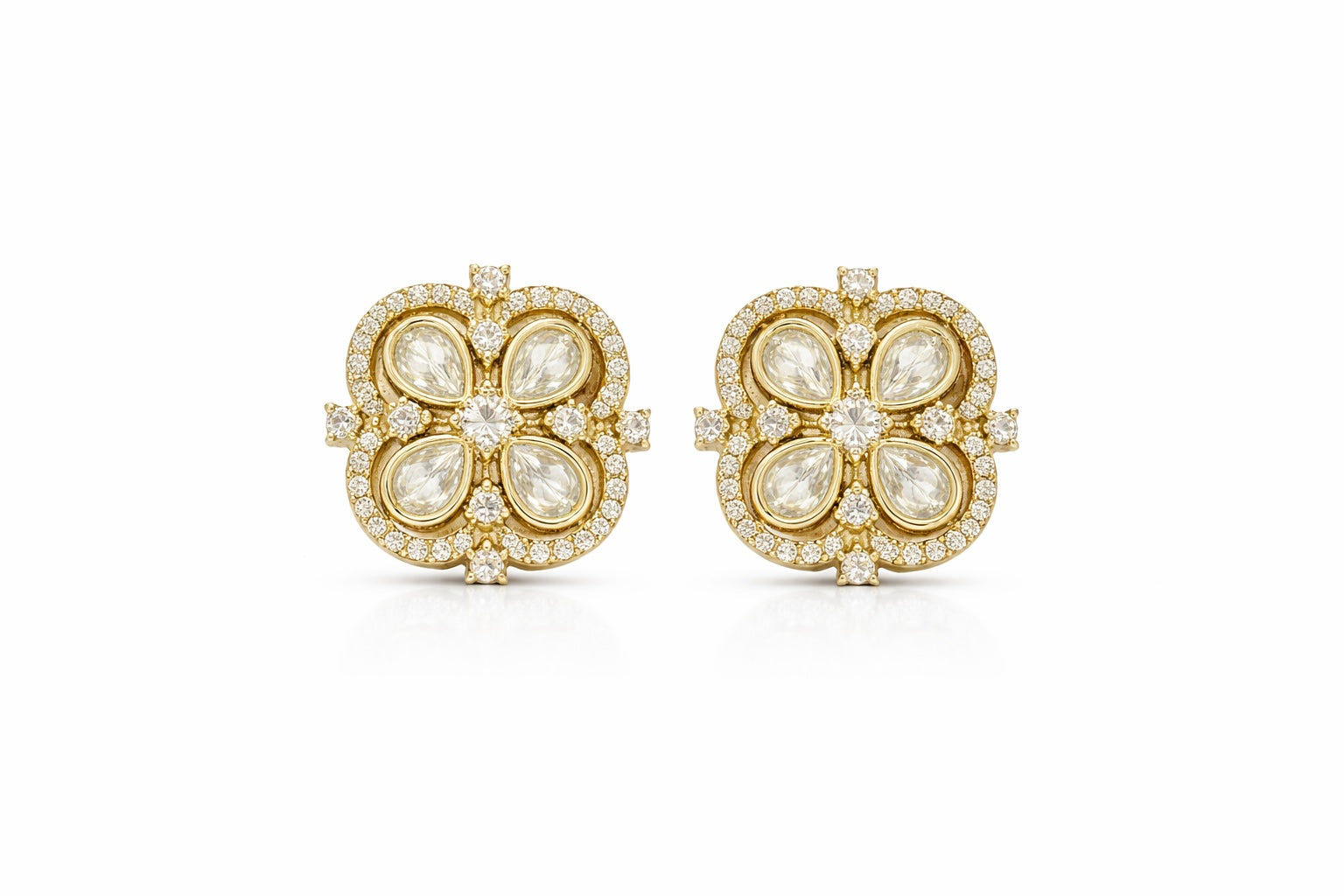 Noor Flora Kundan Halo Stud Earrings