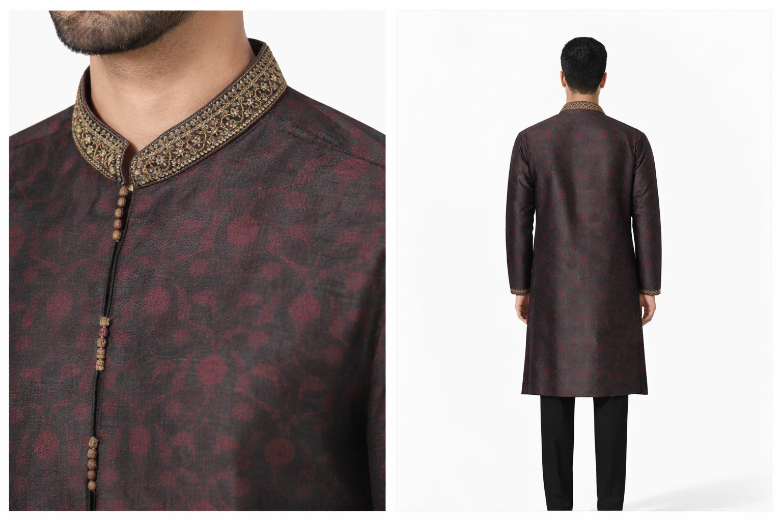 Zardozi hand-embroidered collar detail — Khush Mizaj Official