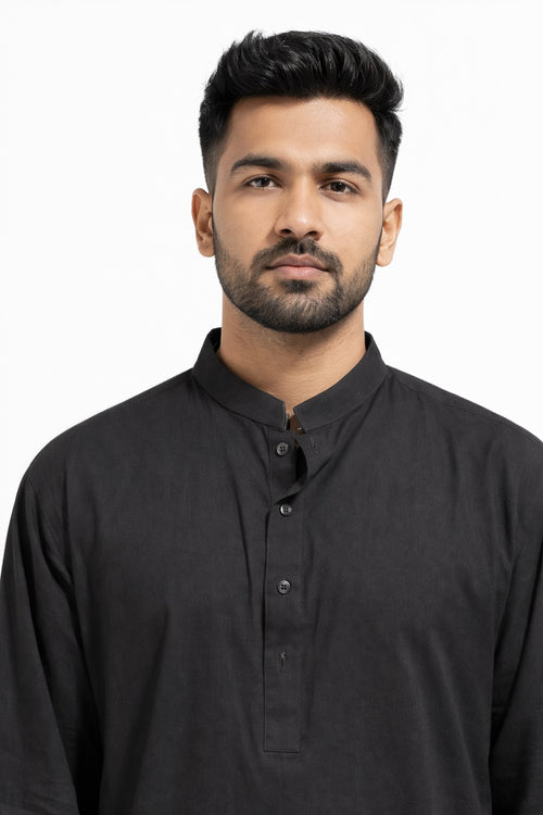 Black Short Kurta Shalwar | Khush Mizaj Official