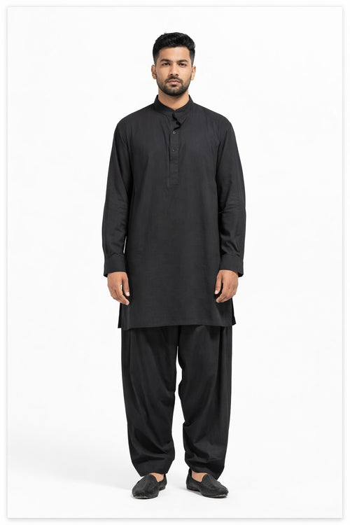 Black Short Kurta Shalwar | Khush Mizaj Official