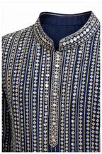 Premium Mirror Work Kurta Shalwar – Navy Blue | Khush Mizaj Official