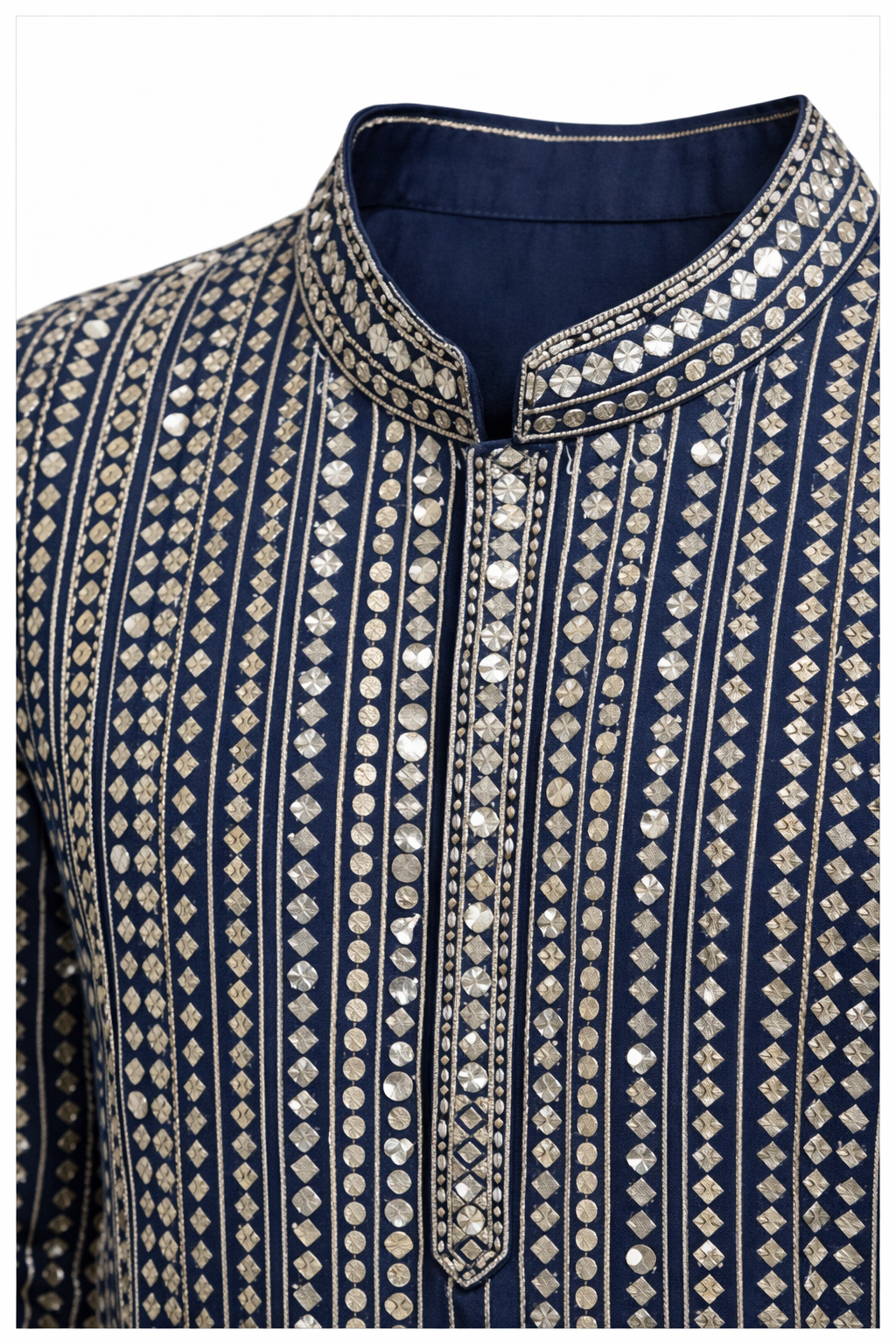 Premium Mirror Work Kurta Shalwar – Navy Blue