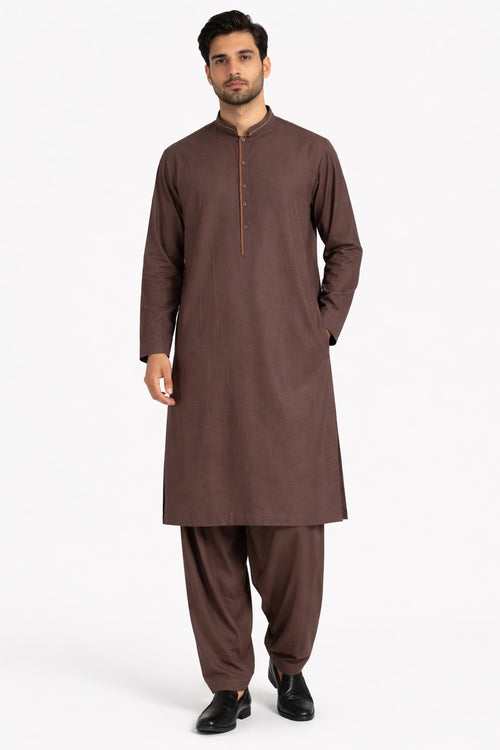 Classic Brown Shalwar Kameez | Khush Mizaj Official