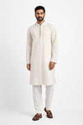 Ivory Mirror Work Kurta Pajama Set