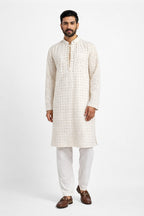 Ivory Mirror Work Kurta Pajama Set | Khush Mizaj Official