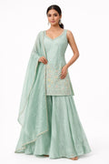 Seafoam Bloom Embroidered Palazzo Set