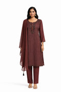 Zoya Maroon Embroidered Straight Suit Set