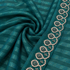 Teal Blue Embroidered Saree with Pearl Detailing