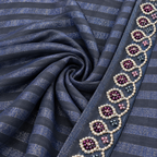 Slate Blue Embroidered Saree with Pearl & Stone Detailing