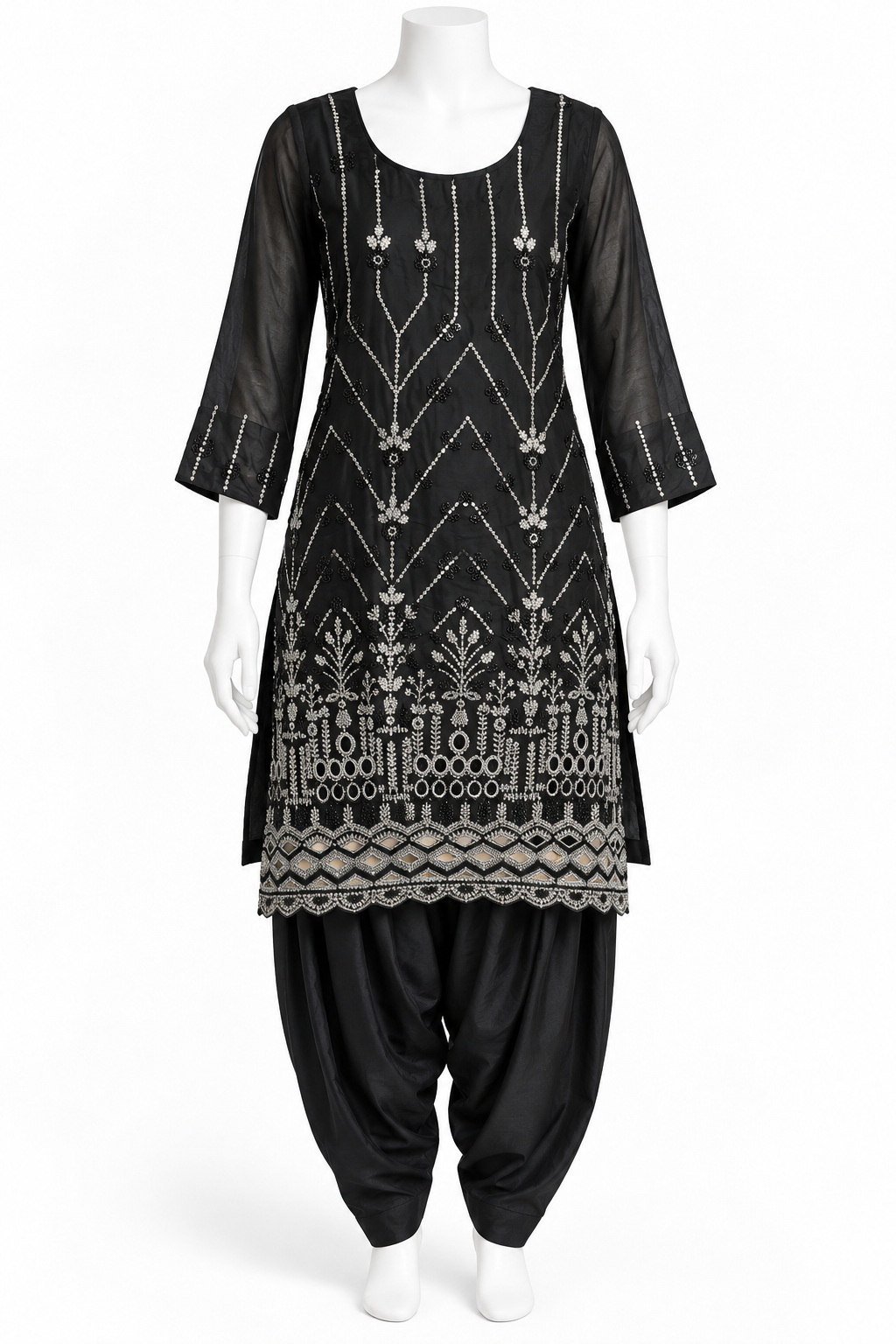 Black Embroidered Punjabi Salwar Suit