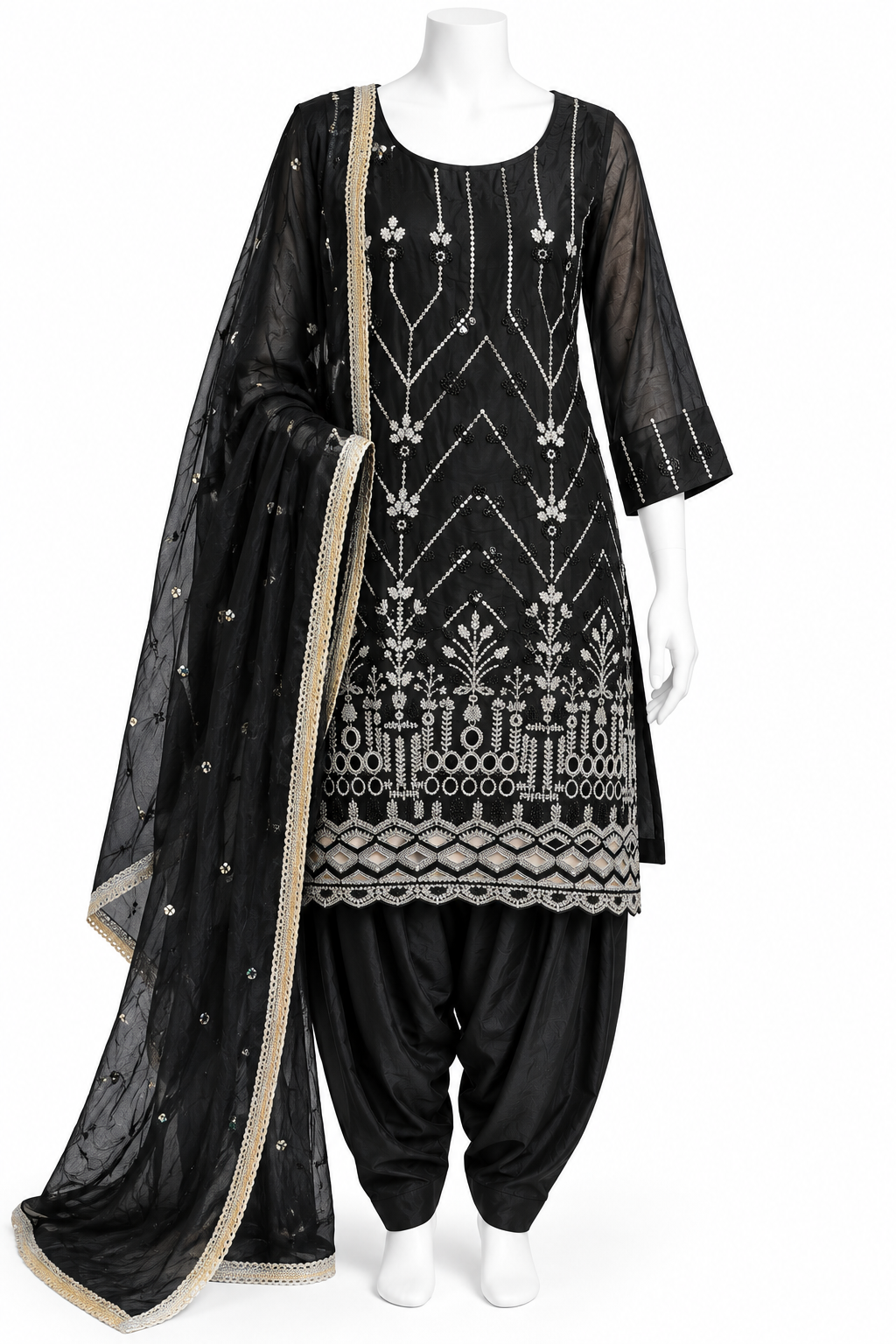 Black Embroidered Punjabi Salwar Suit