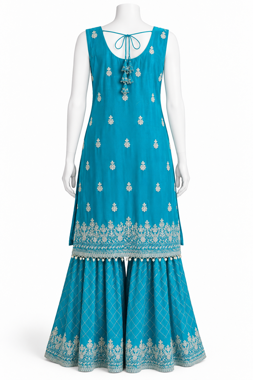 Teal Embroidered Sharara Suit Set