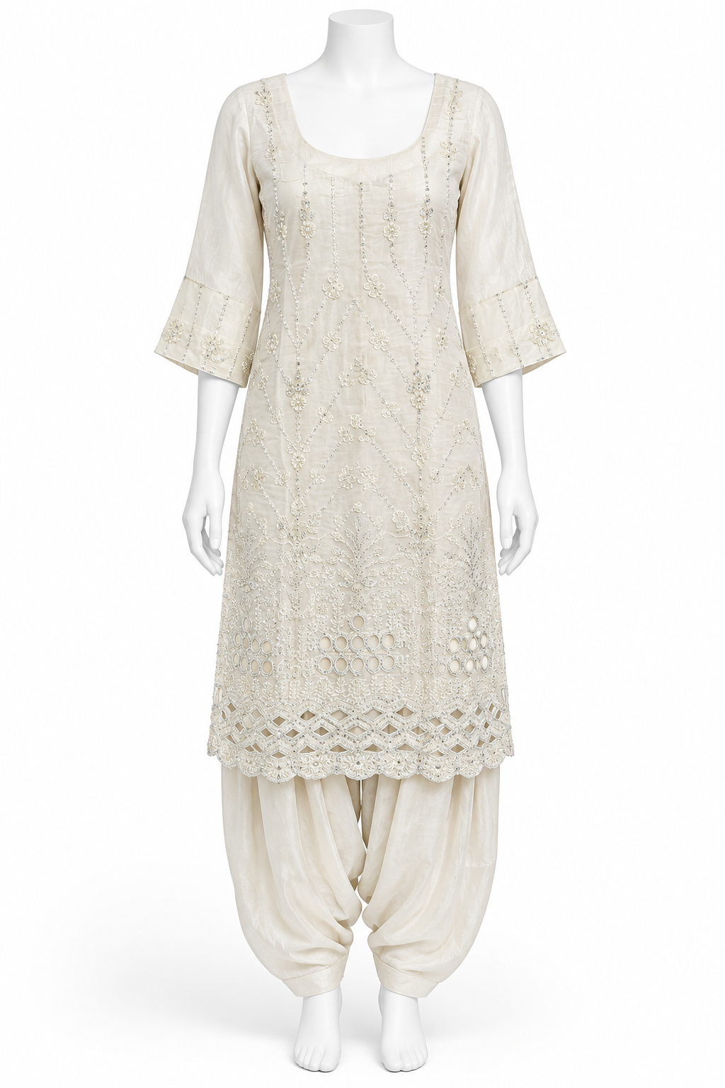 Ivory Embroidered Punjabi Salwar Suit