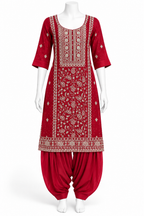 Red Embroidered Punjabi Salwar Suit with Dupatta