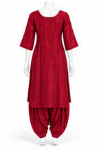 Deep Red Embroidered Punjabi Salwar Suit with Dupatta